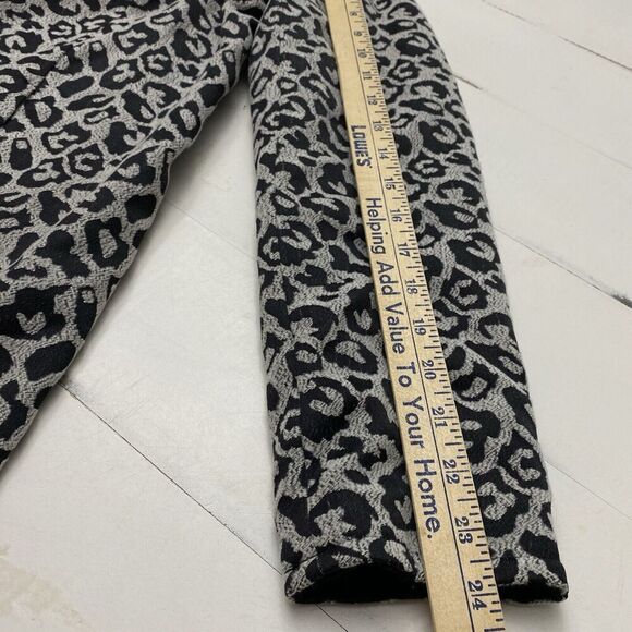 Betsy Johnson Black Snow Leopard Print Reversible Coat Wool Blend Women's Large - Picture 12 of 13